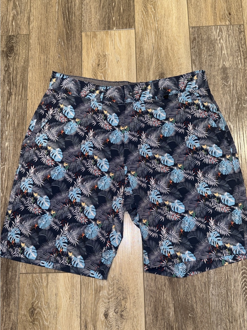 Men's Tropical Print Swim Shorts - Navy Blue
